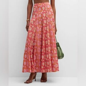 NWT FIGUE hayden Maxi skirt in batik floral raspberry print size 8 $498 cotton